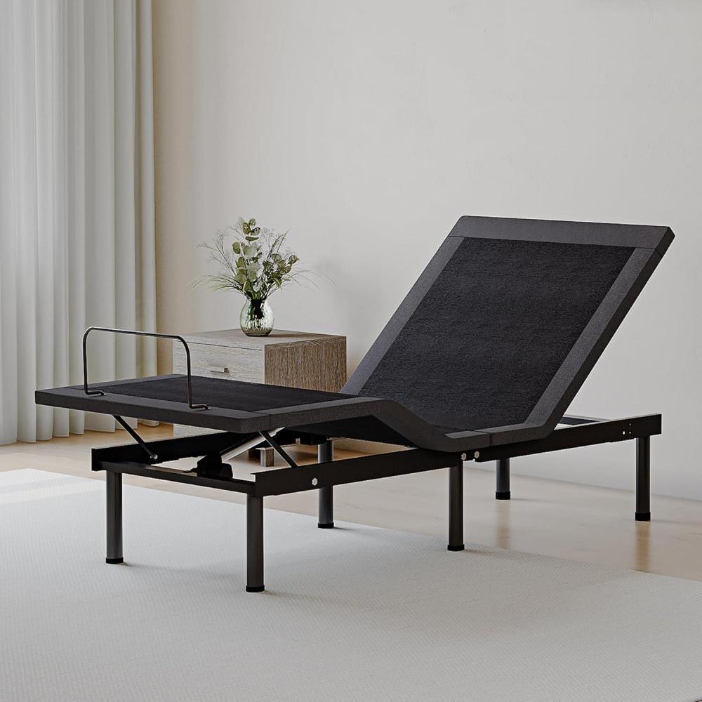 image:imageEGOHOME Split King Adjustable Bed Frame and 14 inch Memory Foam Mattress Wireless Remote Adjustable Bed Base with 12quot Metal Legs and Head and Foot Incline Zero Gravity Easy AssemblyTwin XL