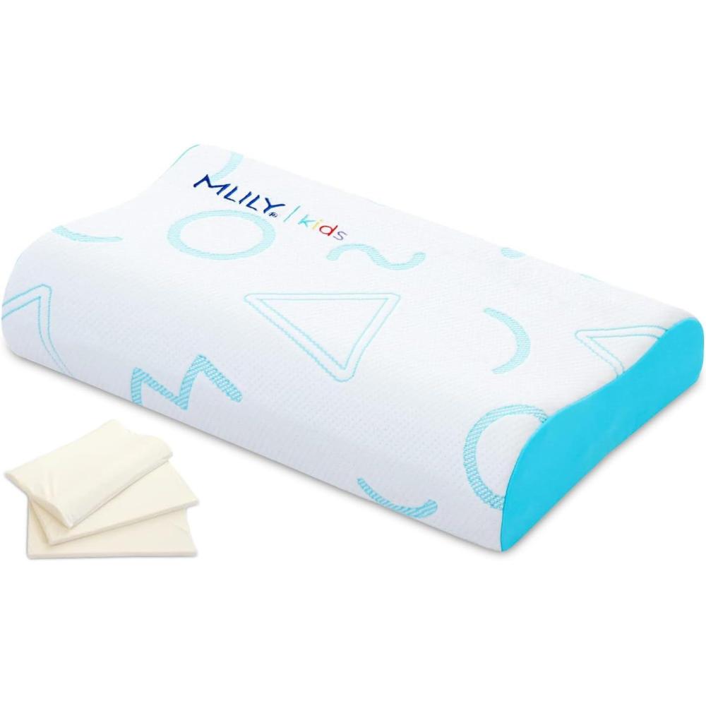 image:imageMLILY Kids Pillow for Sleeping Adjustable Kids Memory Foam Pillow for Bed Set Breathable and Cooling Pillows for Kids Boy Girl CertiPURUS Certified 12x20 Inch BlueBluenew