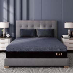 EGOHOME 12 Inch Queen Memory Foam Mattress for Back Pain, Cooling Copper Gel Bed in a Box, Foam Made in USA, CertiPUR-US Certified, Therapeutic Medium Firm, Double 60x80x12 Black(Twin)