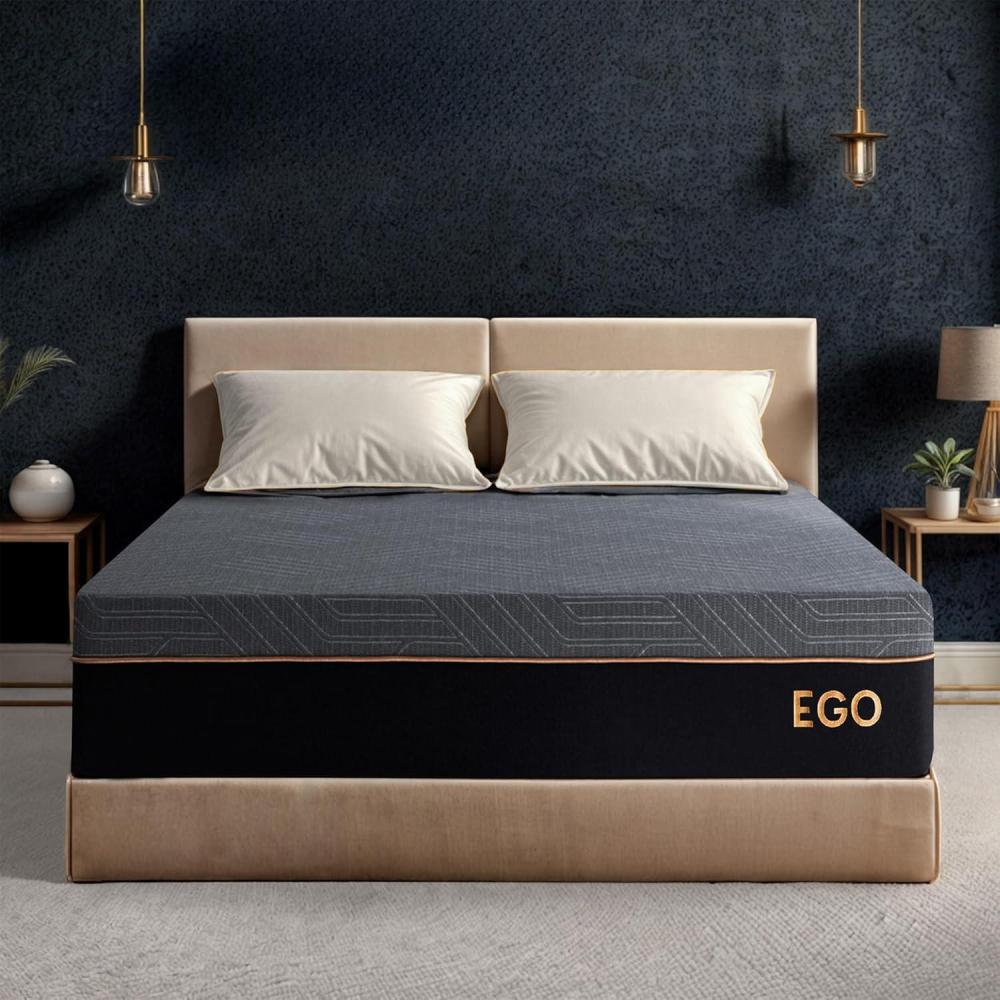 image:imageEGOHOME 12 Inch Queen Mattress Copper Gel Cooling Memory Foam for Back Pain Relief Therapeutic Bed in a Box Foam Made in USA CertiPURUS Certified 60x80x12 Black12 Copper Gel